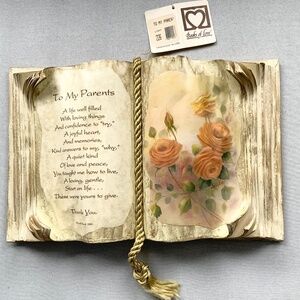 VINTAGE 1985 JUDITH BOND HANDMADE DECOUPAGE BOOKS OF LOVE TO MY PARENTS DECOR